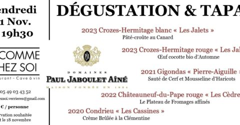 Soirée Dégustation & Tapas - DEGUSATION & TAPAS 21 11 25